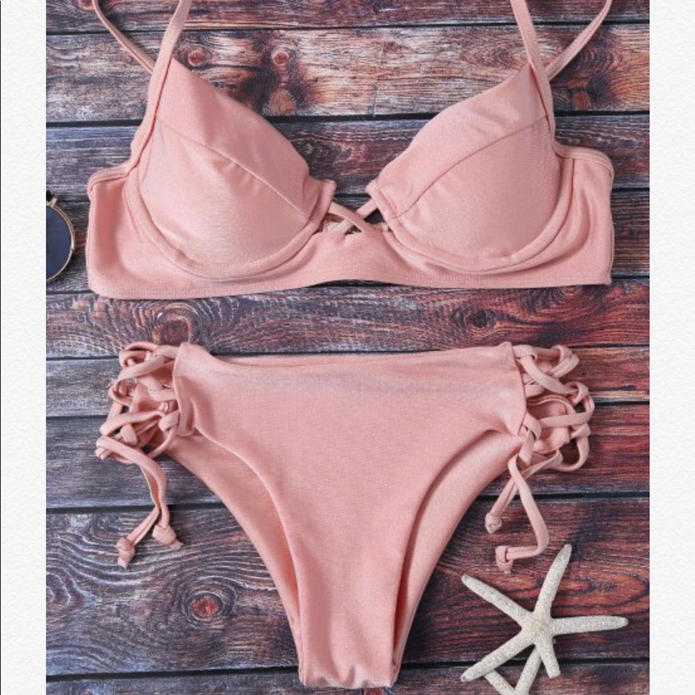 ZAFUL BRAND NEW  cami lace up bikini SET sz m